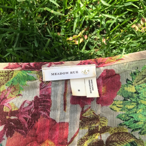 Anthropologie Meadow Rue Sheer Floral Blouse Top - Picture 8 of 8